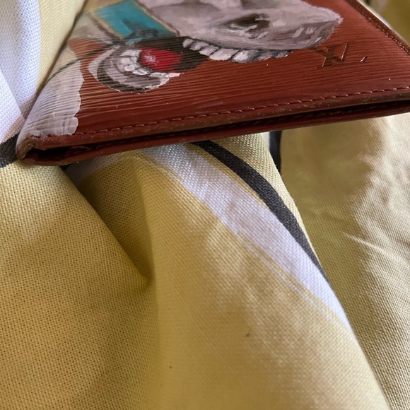 Hand Painted Louis Vuitton Cognac Long Bifold Wallet - Picture 7 of 10